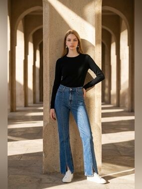 M.i.h Marty Jean Front Split High Rise Crop Flare Woman’s Size 26